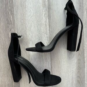 PLT black single strap heels